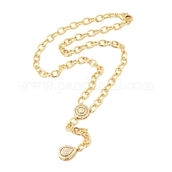 Klarer Zirkonia flach rund mit Tropfen-Lariat-Halskette&nbsp;NJEW-G075-01G