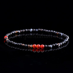 Bracelet extensible en perles rondes de pierres précieuses naturelles mélangées pour hommes et femmes&nbsp;XO2750