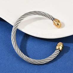 Bracciali a polsino in acciaio inossidabile 304&nbsp;BJEW-M136-01B-PG