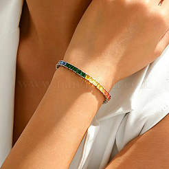 Bracelets de tennis en laiton arc-en-ciel sertis de zirconiums cubiques pavés&nbsp;FS8107
