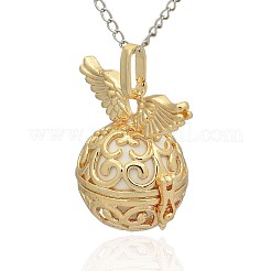Goldener Ton Messing hohlen runden Käfig Anhänger&nbsp;KK-J234-05G