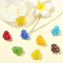 7 pendentif en forme de cœur en perles de verre et fil de cuivre fait à la main&nbsp;PALLOY-CJ00101
