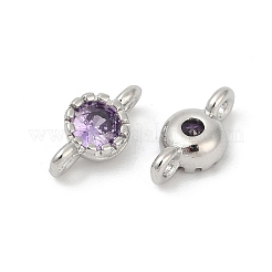 Ciondoli con connettore rotondo piatto in zirconia cubica in ottone&nbsp;KK-H204-02P-01