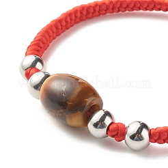 Bracciale in cordoncino di perline naturali con occhio di tigre per lei&nbsp;BJEW-JB07045-01