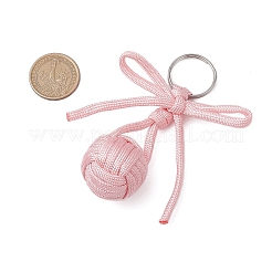 Porte-clés en acier inoxydable 304 avec boule tressée en polyester&nbsp;KEYC-JKC01117-01