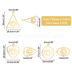 12 pendentif en acier inoxydable 201 avec placage ionique de style 6&nbsp;STAS-UN0033-43