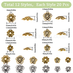 240 pz 12 tappi di perline di fiori in lega di stile tibetano&nbsp;FIND-SC0008-76