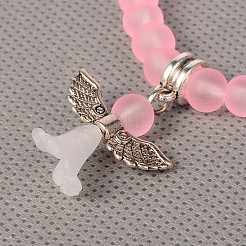 Vetro braccialetti perline bambini di fascino elastiche smerigliato per il giorno dei bambini&nbsp;BJEW-JB01769-06