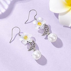 Ohrringe aus Kunststoff mit Blume und Mond&nbsp;EJEW-JE06820