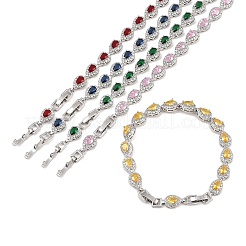 Bracciali da tennis in ottone color platino con micro pavé di zirconi cubici&nbsp;BJEW-B160-05P
