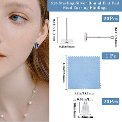 10 par de 925 engastes de pendientes con almohadillas planas de plata esterlina&nbsp;STER-BBC0006-58B-S