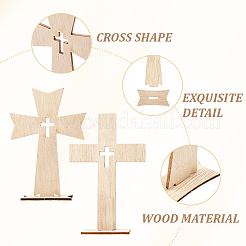 16 ensemble de 2 styles de sculptures de prière en croix en bois&nbsp;WOOD-SP0001-70