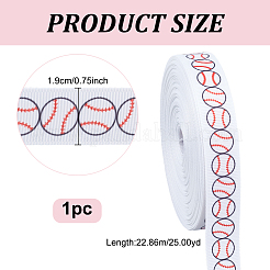 25 Yards Sportthema Polyester Baseball bedrucktes Ripsband&nbsp;SRIB-WH0011-290B