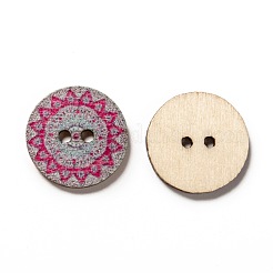Boutons en bois imprimé avec 2 trou&nbsp;BUTT-ZX004-01B-M