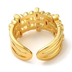 Gestellplattierte offene Manschettenringe aus Messing mit Mikropavé und bunten Zirkonia&nbsp;RJEW-M162-06G