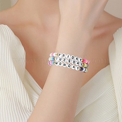8 pièce de bracelets extensibles en perles d'argile polymère de 8 couleurs&nbsp;BJEW-SW00147