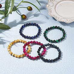 Bracciale elasticizzato con perle di occhio di tigre naturale tondo da 8.5 mm per donna ragazza&nbsp;BJEW-JB07152