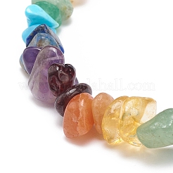 Pulsera elástica de chips de piedras preciosas naturales y sintéticas con cruz de aleación&nbsp;BJEW-JB08583