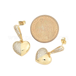 Orecchini pendenti in ottone micro pavé di zirconi cubici trasparenti per donna&nbsp;EJEW-F352-05G-01
