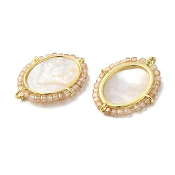 Colgantes de concha y circonita cúbica micropavé de latón chapado en estante&nbsp;KK-G488-18G