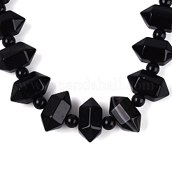 Colliers de perles rondes et coniques en onyx noir naturel (teint et chauffé)&nbsp;NJEW-N064-03B