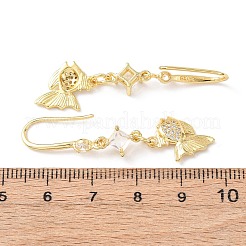 Messing Micro Pave klare Zirkonia Fisch Ohrhänger&nbsp;EJEW-A149-02G