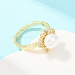 Anelli da dito da donna in ottone con micro pavé di zirconi cubici&nbsp;RJEW-D340-02G-02