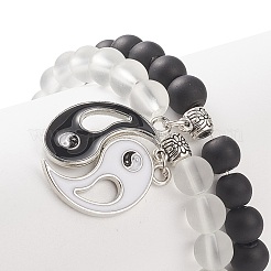 2pcs 2 bracelets extensibles en perles rondes en verre de couleur&nbsp;BJEW-JB09092-01