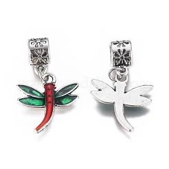 Ciondoli pendenti europei smaltati in lega placcata argento antico&nbsp;MPDL-L029-D01-AS