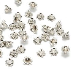 Chapeaux de perles en filigrane de cloche de fleur d'alliage de style tibétain&nbsp;X-TIBEB-O005-02