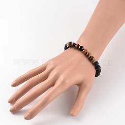 Bracelets extensibles perlés en pierre de lave naturelle&nbsp;BJEW-JB02184-03
