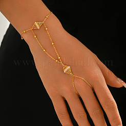 Bracelets bagues en laiton et perles d'imitation en forme de losange&nbsp;PL2023-1