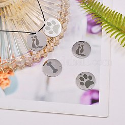 6 pz 3 stili ciondoli per animali domestici in acciaio inossidabile 304&nbsp;FIND-SZ0001-007P