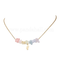 Collares de cadena tipo cable con colgante de mariposa de acero inoxidable 304 y cuentas de piedras preciosas de chakra para mujer&nbsp;NJEW-JN05826