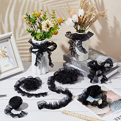 4 pièce de tissu de bordure en dentelle chinlon double et simple couche&nbsp;DIY-WR0003-87B