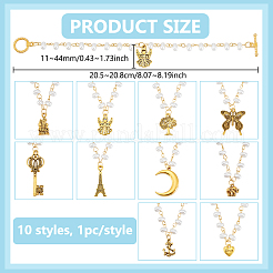 10 pendentif décoratif en plastique ABS imitation perle et alliage émaillé&nbsp;HJEW-BC00078