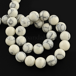 Sintetico della pietra preziosa turchese fili tallone rotondo&nbsp;TURQ-R035-6mm-05