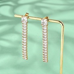 Orecchini a bottone con nappina in zirconia cubica trasparente in acciaio inossidabile 304&nbsp;EJEW-Z094-01D-G02