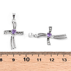 Rhodinierte 925 Sterling Silber Pavé-Anhänger mit Zirkonia&nbsp;STER-T007-35P