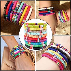 Handgemachte Polymer Clay heishi Perlen Stretch Armbänder&nbsp;BJEW-GA0001-01