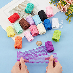 17 Stück 17 Farben Polyester-Spitzenbesatz mit Blumenmuster&nbsp;SRIB-BC0001-10