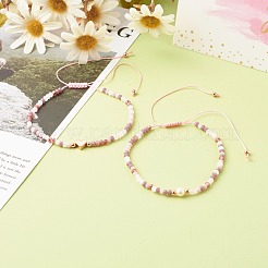 Ensemble de bracelets de perles tressées en fil de nylon avec perles de perles naturelles réglables&nbsp;BJEW-JB06454