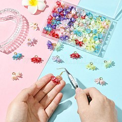80 pieza de colgantes de perlas de plástico ABS con forma de flor de 8 colores&nbsp;PALLOY-CJ00075