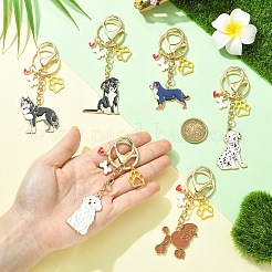 6 porte-clés en alliage émaillé 6 styles&nbsp;HJEW-YW00562
