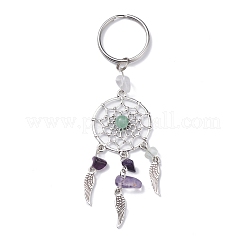 Schlüsselanhänger aus natürlichem Fluorit und grünem Aventurin&nbsp;KEYC-JKC00119-02