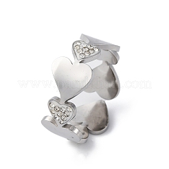 Anillos de dedo de acero inoxidable 304 con rhinestone&nbsp;RJEW-Q020-15P