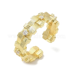 Messing Micro Pave Zirkonia Manschette offene Ringe&nbsp;RJEW-C163-13G