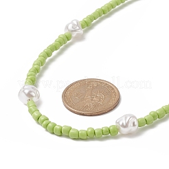Collana di perle di plastica e semi di vetro per le donne&nbsp;NJEW-JN04244