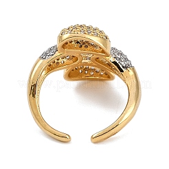 Micro ottone spianare anelli gemelli zirconi&nbsp;RJEW-U030-01G-02