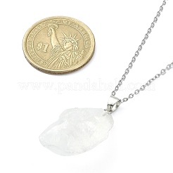 Collana con ciondolo a pepita di quarzo naturale con catene in acciaio inossidabile 304&nbsp;NJEW-JN04385-01
